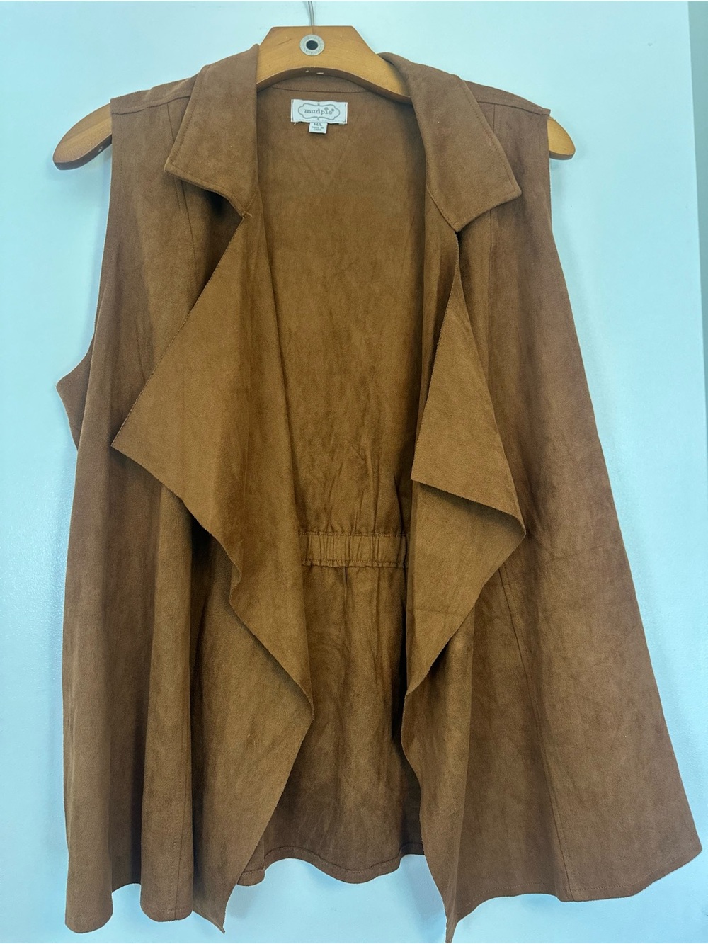 Mud Pie Suede-Look Draped Sleeveless Vest - Brown